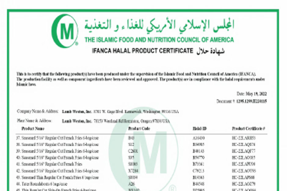 Halal certificate