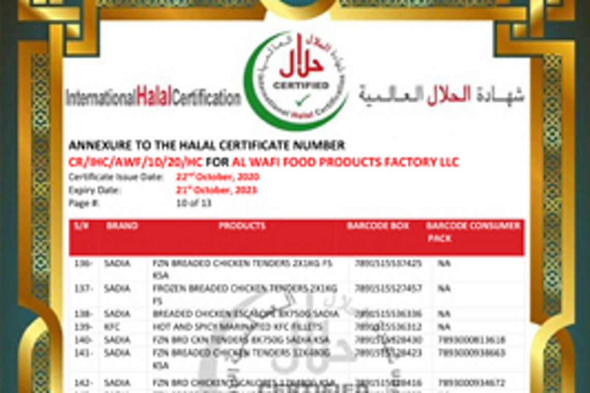 Halal certificate