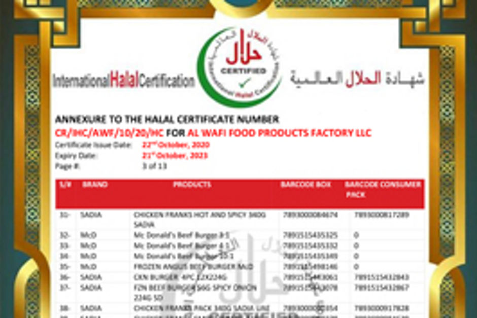 Halal certificate