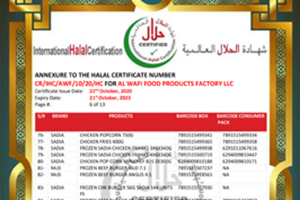 Halal certificate