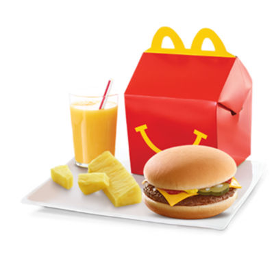 Happy Meal Cheeseburger with Pineapple Stick