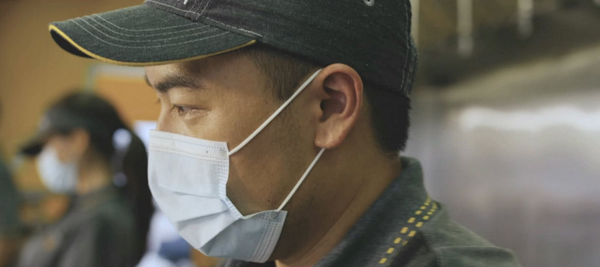 McDonald's crew member with mask