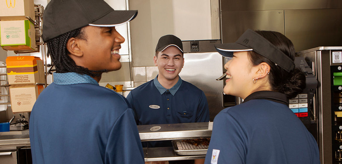 McDonald's staff smiling together