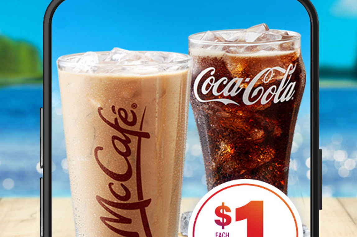 McCafé, Coca-Cola one dollar each plus tax any size