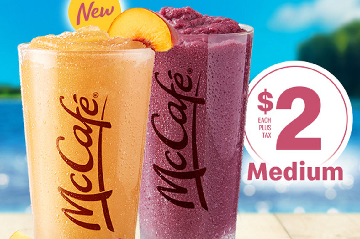 medium McCafé smoothies two dollars each plus tax