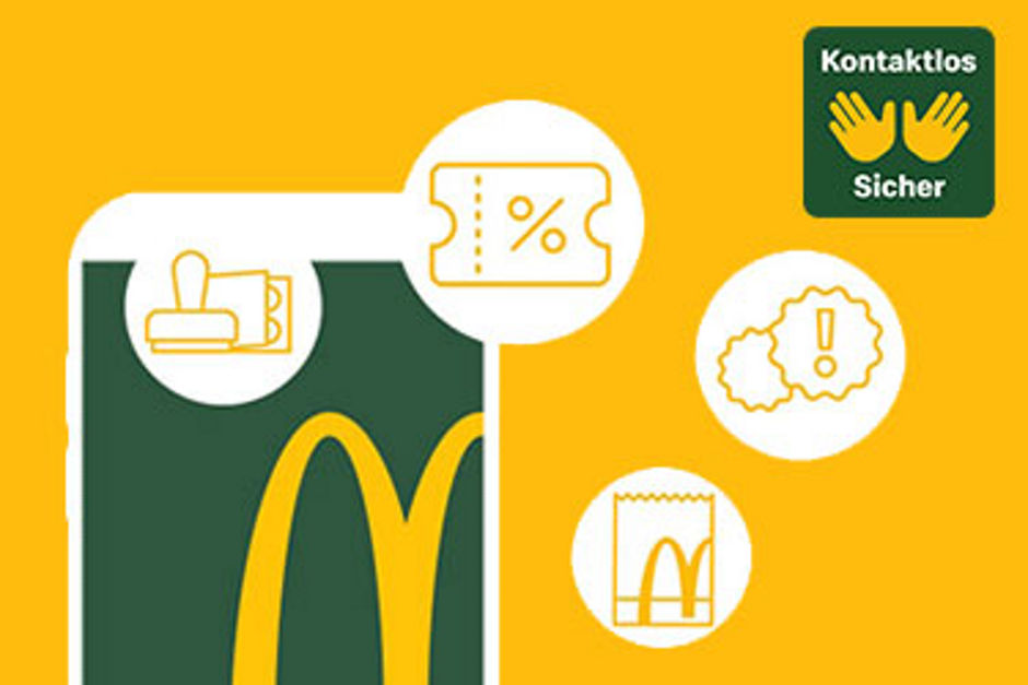 Grafik: McDonald's App Text: Kontaktlos sicher