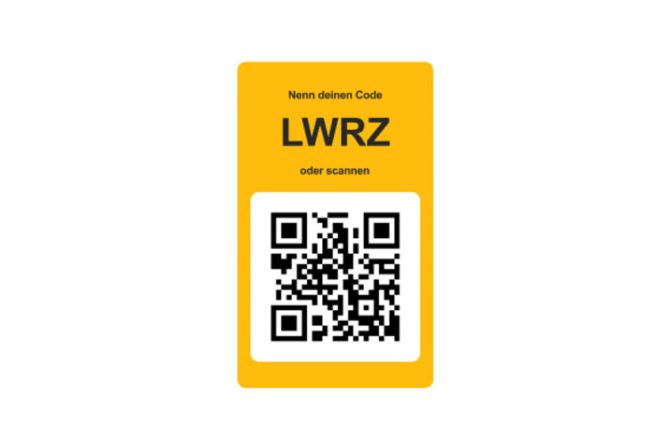 Ein persönlicher QR Code mit dem dazugehörigen 4-stelligen Code
