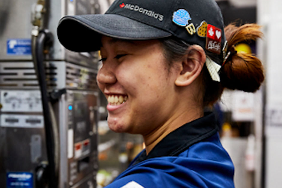 McDonald's employee smiling