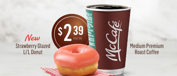 new Strawberry Glazed Li'L and Medium Premium Roast Coffee for two dollars and thirty nine cents plus tax