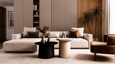 Modern furniture in a living roomo