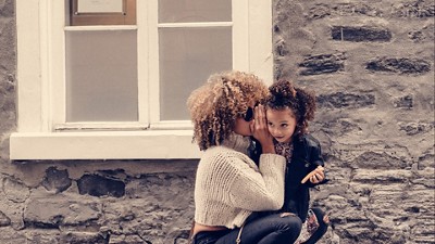 Mother and daughter outside enjoying the day