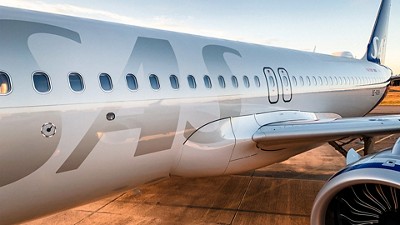 SAS airplane at a airport