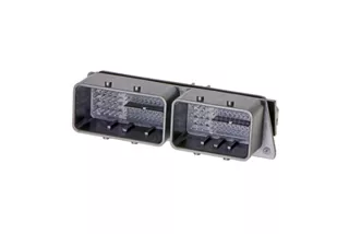 Compactus connector header with 146 circuits in a right-angle orientation.  