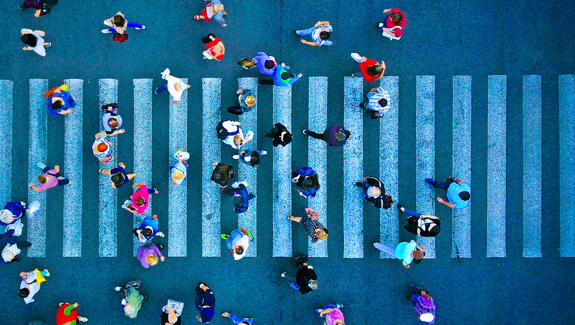 people crossing street