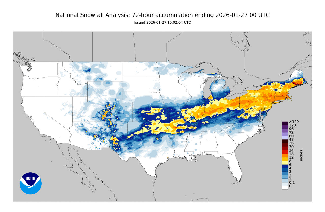 North America Winter Storm and Cold Weather Outbreak (January 23–26, 2026)