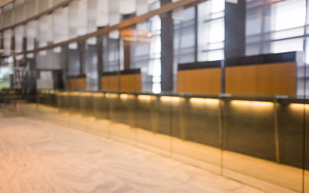 Out of focus office building lobby area background