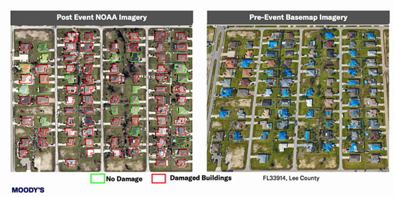 Example of Hurricane Ian wind damage detection