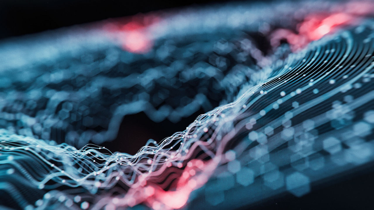 Abstract Big Data - 3d rendered image. Represent Visualization of data and technology in circle graph form. Machine learning, big data technology concept. Hologram view.