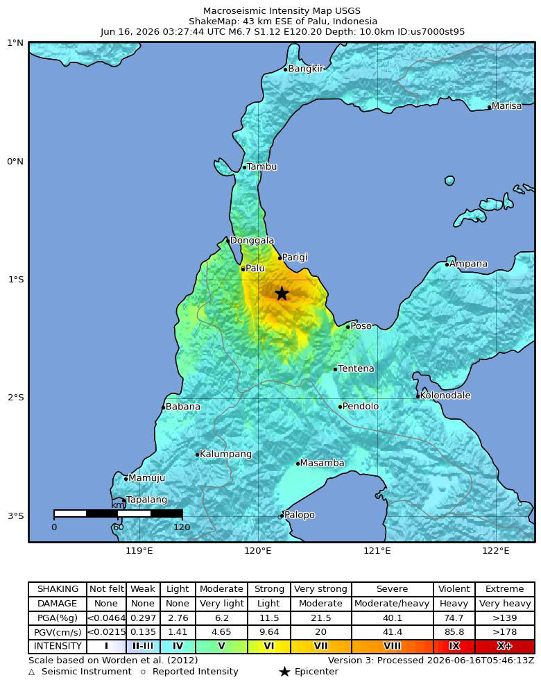 Palu, Indonesia Earthquake, Mw6.7