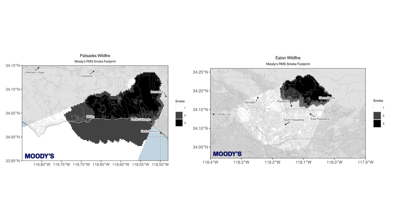 Los Angeles wildfires - smoke maps