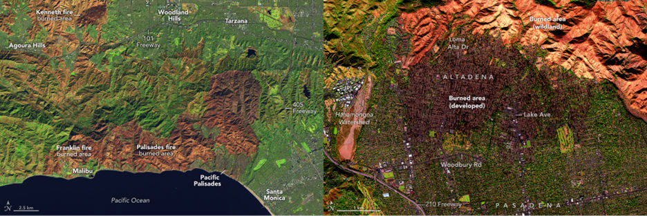 LA wildfire before/after image