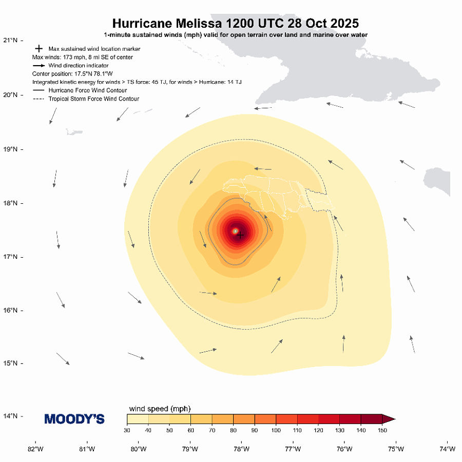 Hurricane Melissa - HWind snapshot