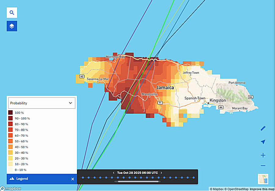 Hurricane Melissa - HWind track probabilities