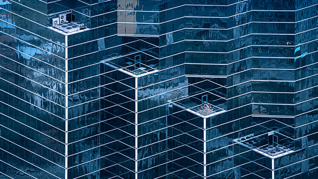 Close up of office buildings