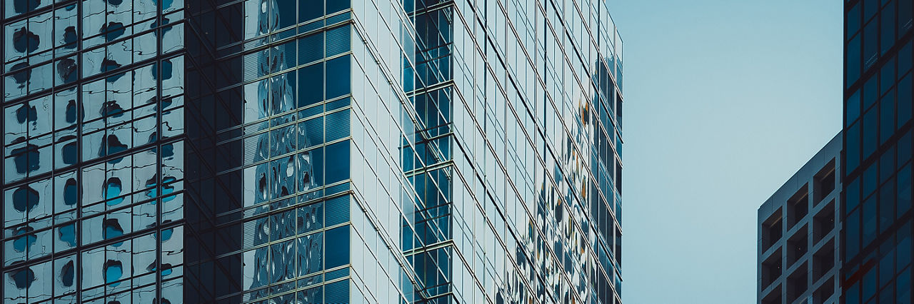 Modern office building close up in Hong Kong