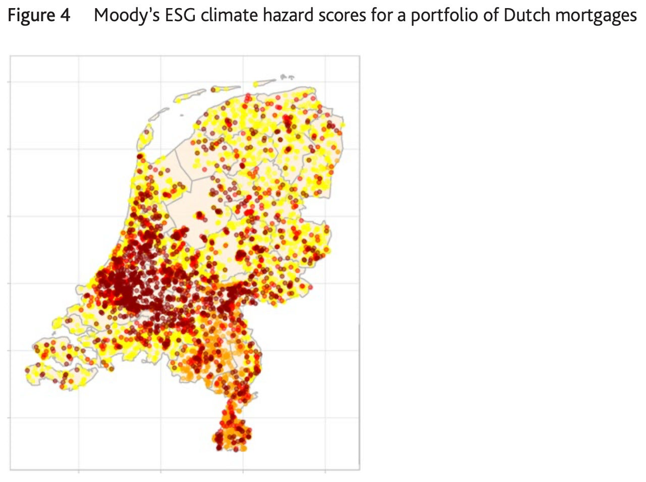 Figure 4: Moody’s ESG climate hazard scores for a portfolio of Dutch mortgages