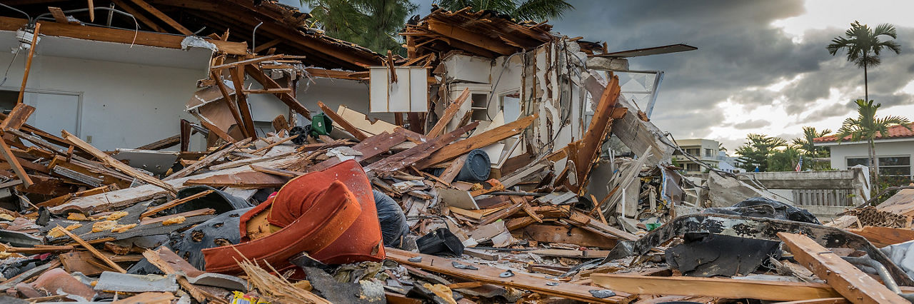 House destroyed by the passage of a hurricane in Florida
