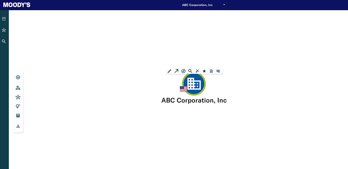 A single icon on a blank screen in the Moody’s Maxsight TM platform