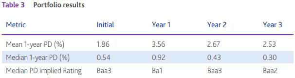 Portfolio results after shocks