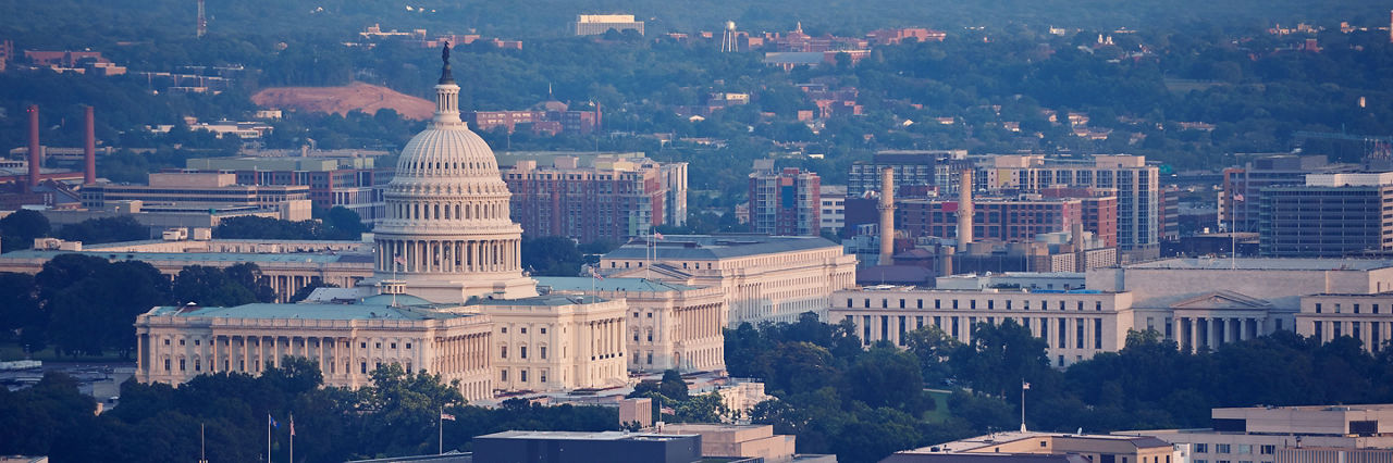 aerial shot of capitol building