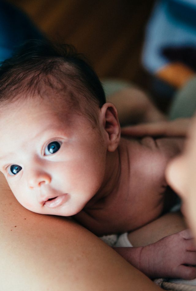 1-month old baby with her mother