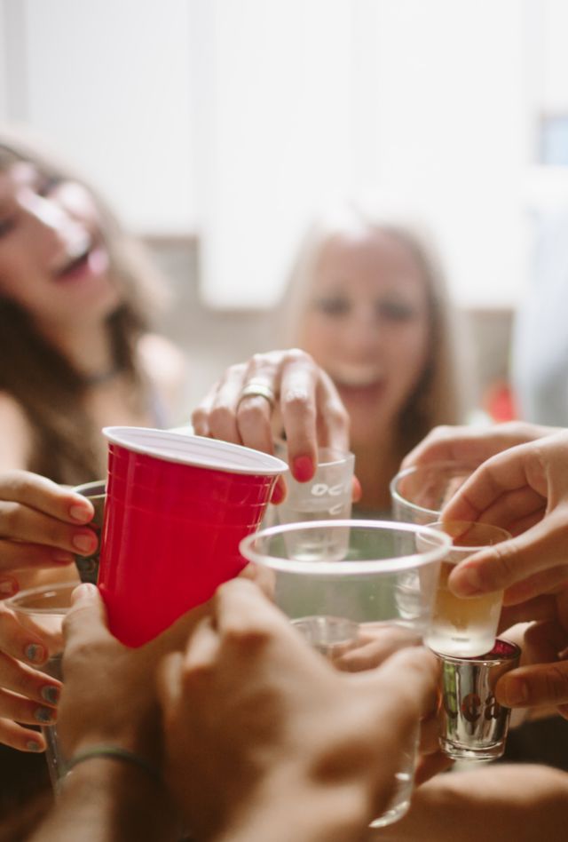 Group of friends drinking at a party 