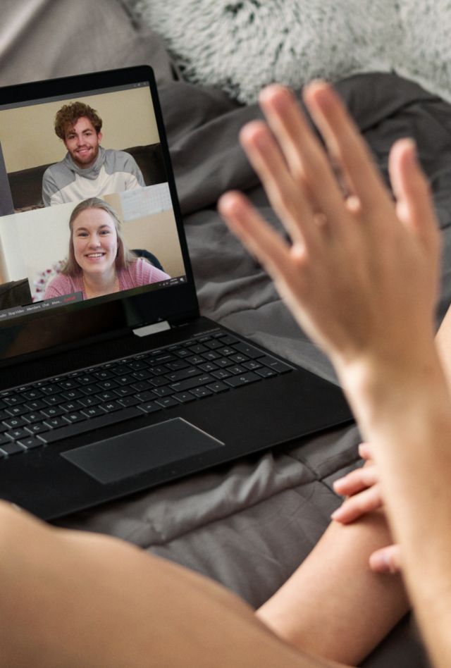 Series with teen girl virtually meeting with friends during the coronavirus pandemic.