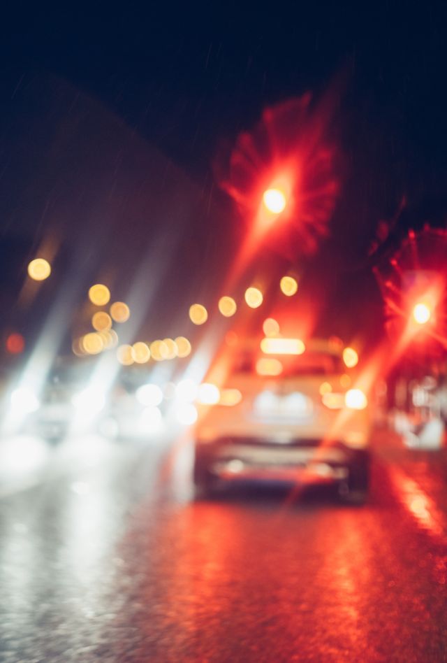 driving at raining night