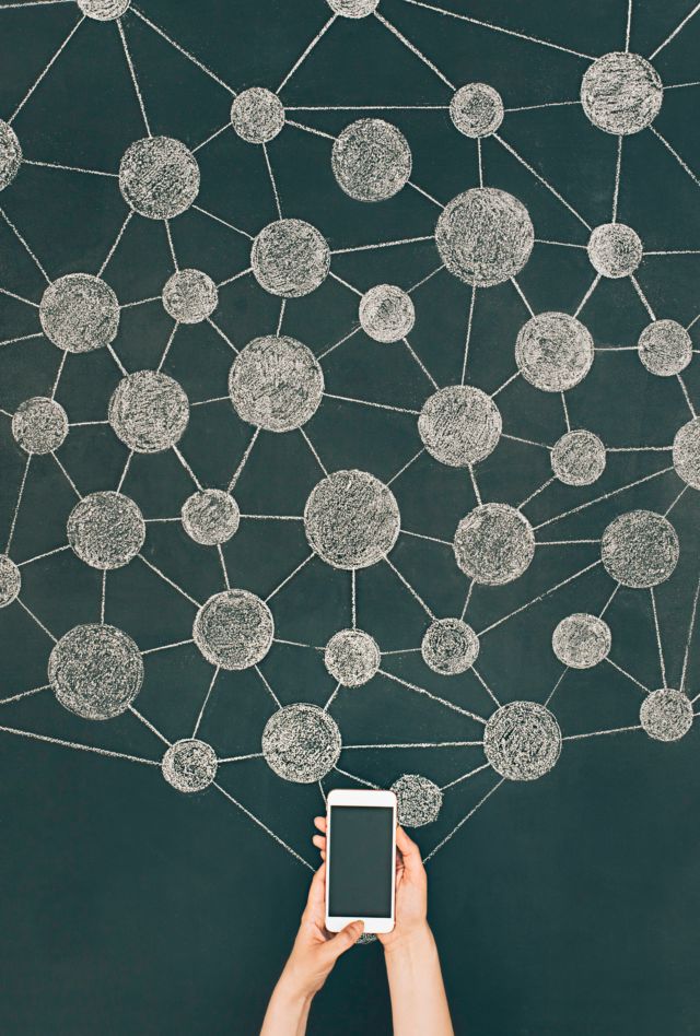 Mobile connection illustration, do it with chalk 