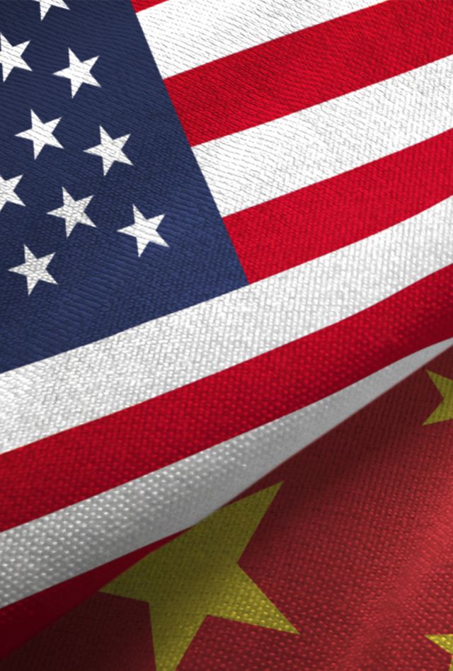 China and United States flags together realtions textile cloth fabric texture