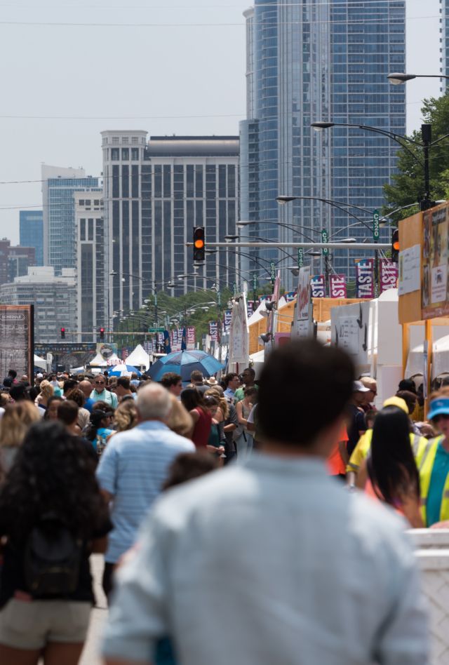 People at a street festival in Chicago