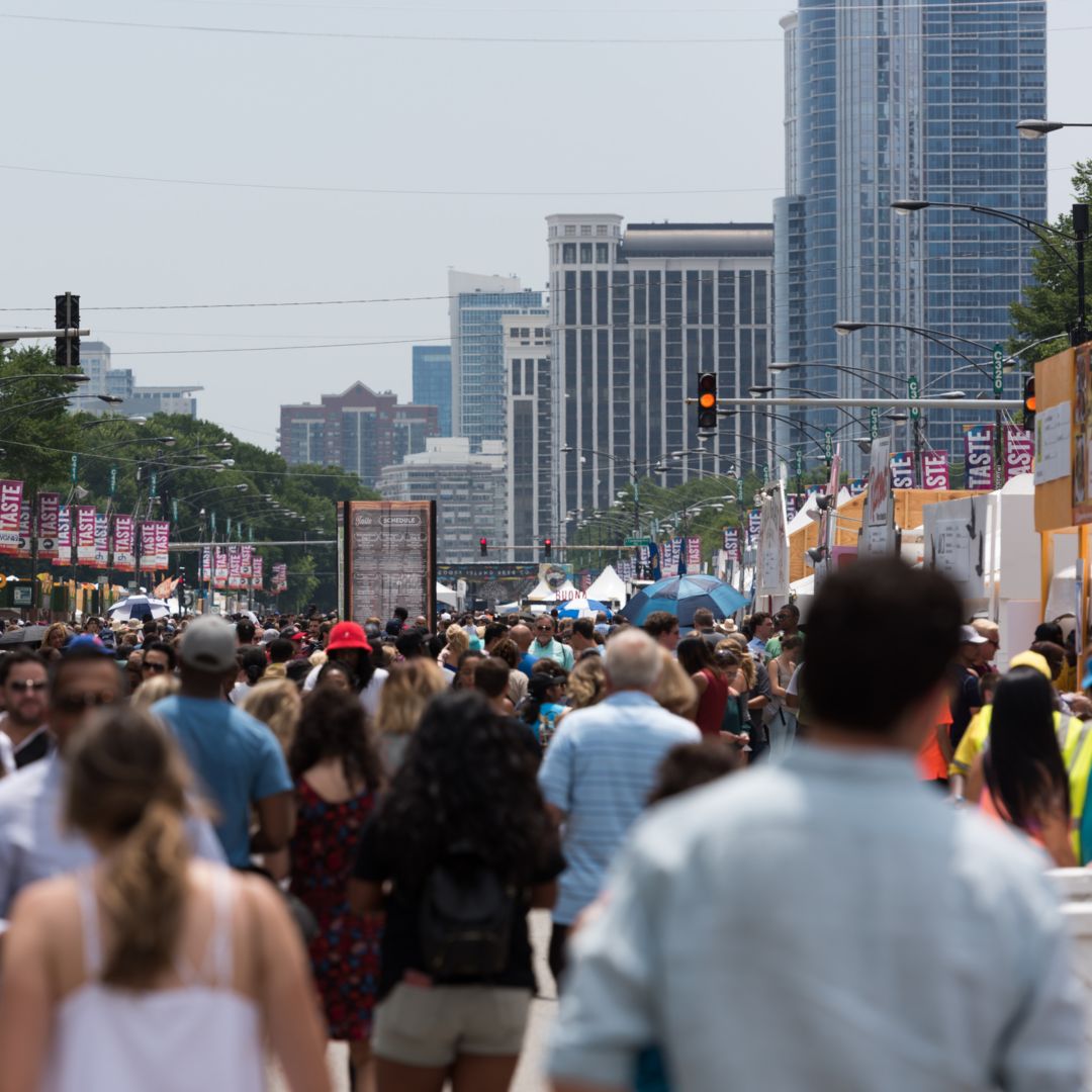 People at a street festival in Chicago