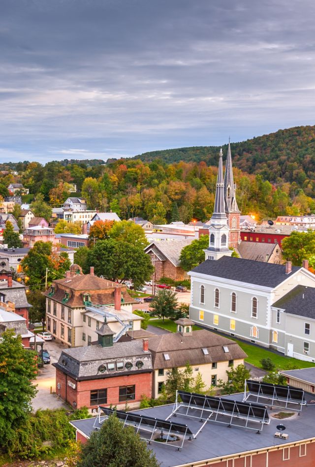 Skyline of a Vermont town