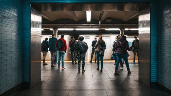 People waiting in a subway station