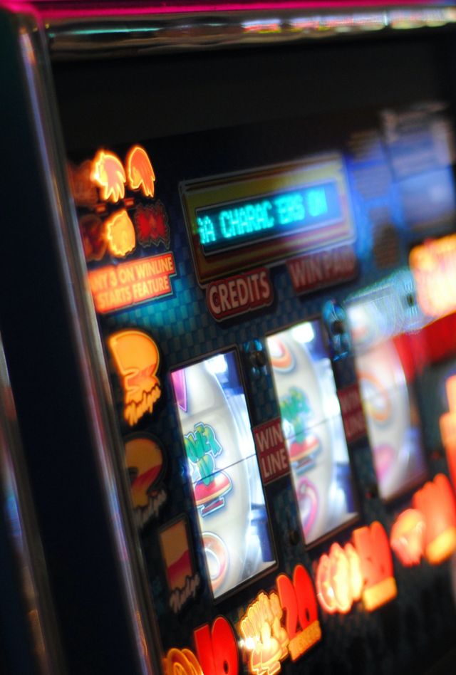 Closeup of slot machines