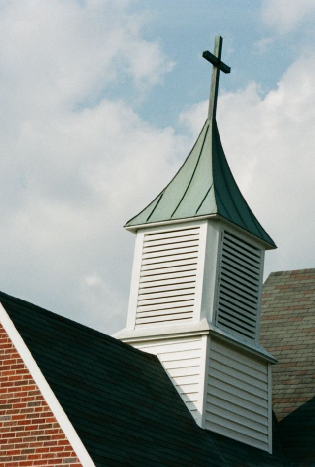 roof of church with steeple shadow