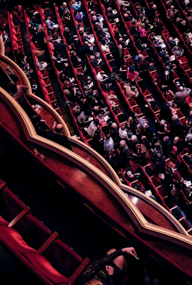 Overhead view of seated audience 