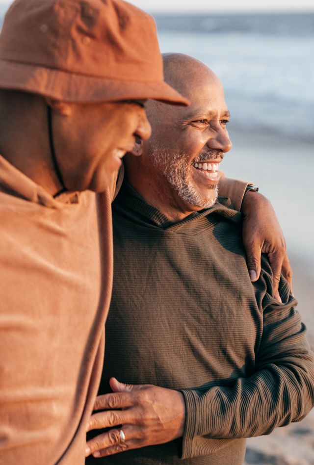 Senior  gay couple  on the beach