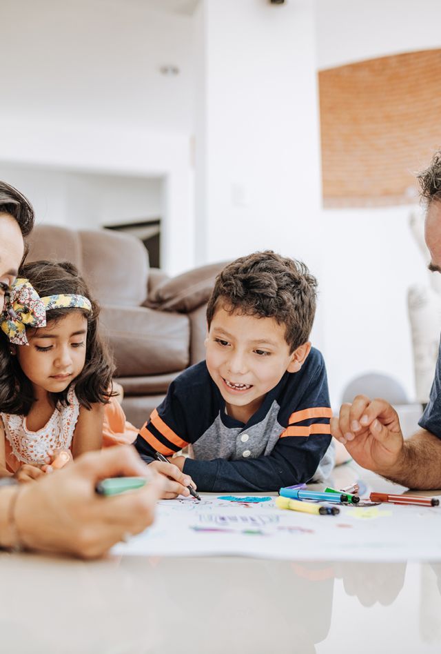 Latino family enjoys weekend together with grandparents and children.