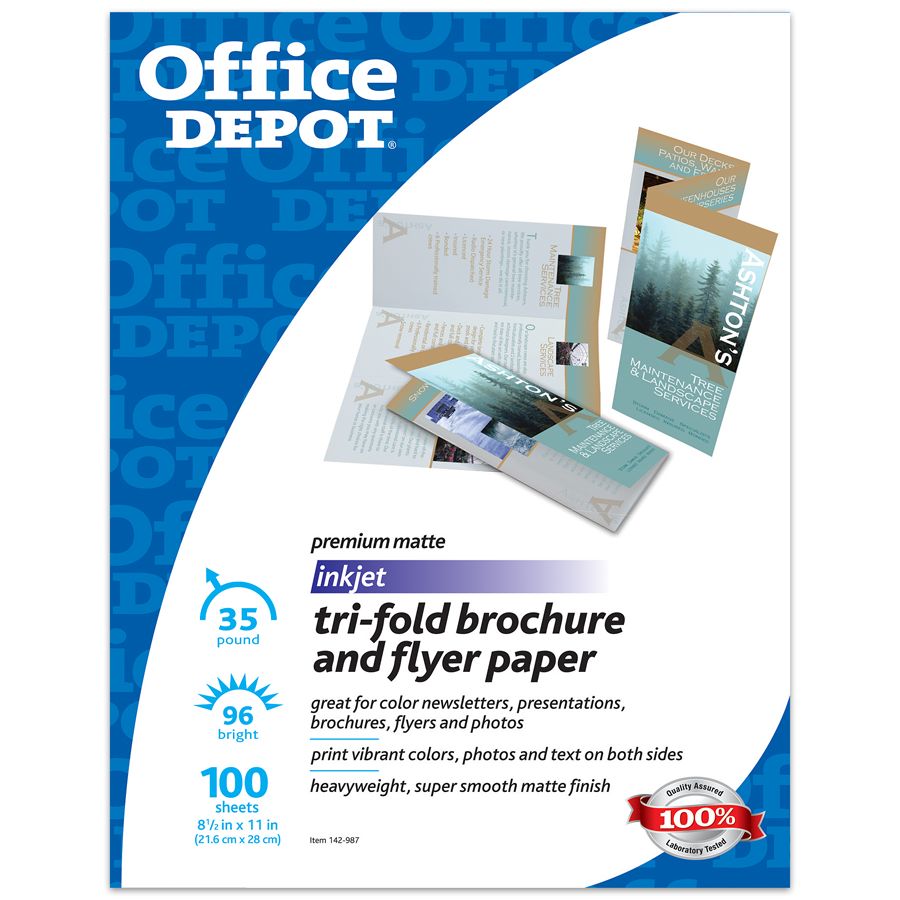 Office Depot Brand Tri Fold Presentation Paper Matte 8 12 x 11 35 Lb ...